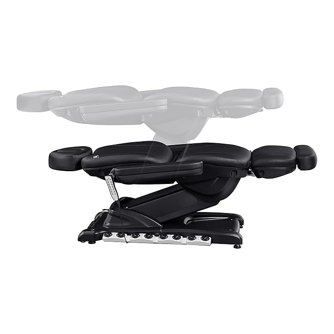 Dir Full Electrical 4 Motor Facial Beauty Bed - Doctor, Tattoo, Medical Podiatry Chair - Spa Aesthetic Chair with Thermal Heated Seats Apollo, Black