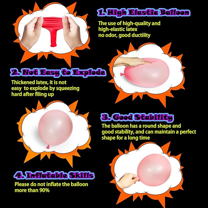 100 Pcs UV Neon Red Balloons 12 inch Neon Party Supplies, Balloons, Glow in the Dark for Birthday, Graduation, Baby Shower,Wedding, Anniversary Valentines Party Decorations