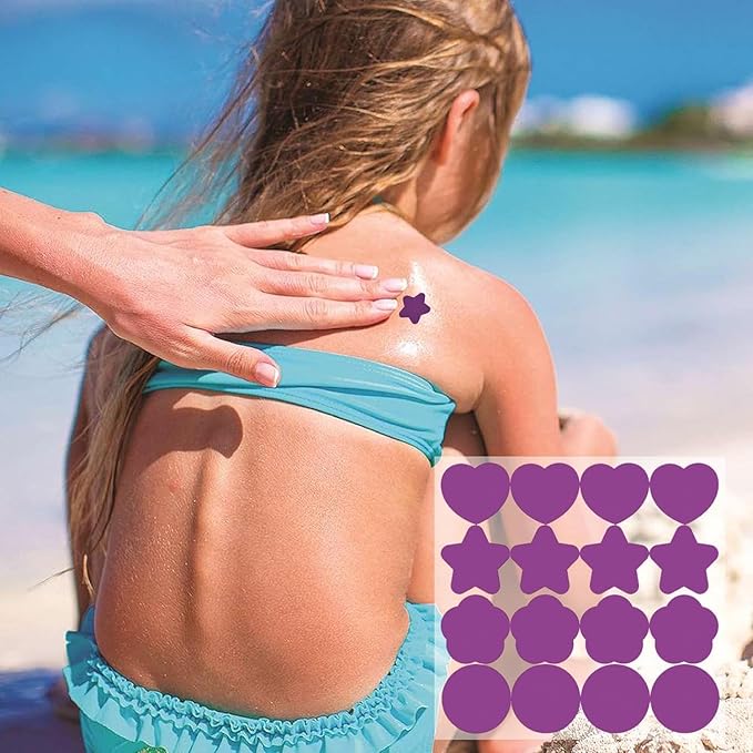 UV Stickers for Sunscreen, 48 Count UV Detection Reminder Waterproof UV Stickers, Know When to Re-Apply Sunscreen, UV Detecting Patches for Beach, Swimming, Kids & Adults Sunscreens(ZS236)