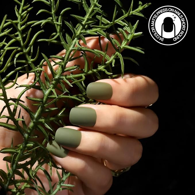 FANDAMEI Short Press on Nails, 24 Packs 576PCS Short Round Press on Nails Matte, Acrylic Small Fake Nails Full Cover, Matte Glue on Nails with 7g Nail Glue, 24 Color False Nail