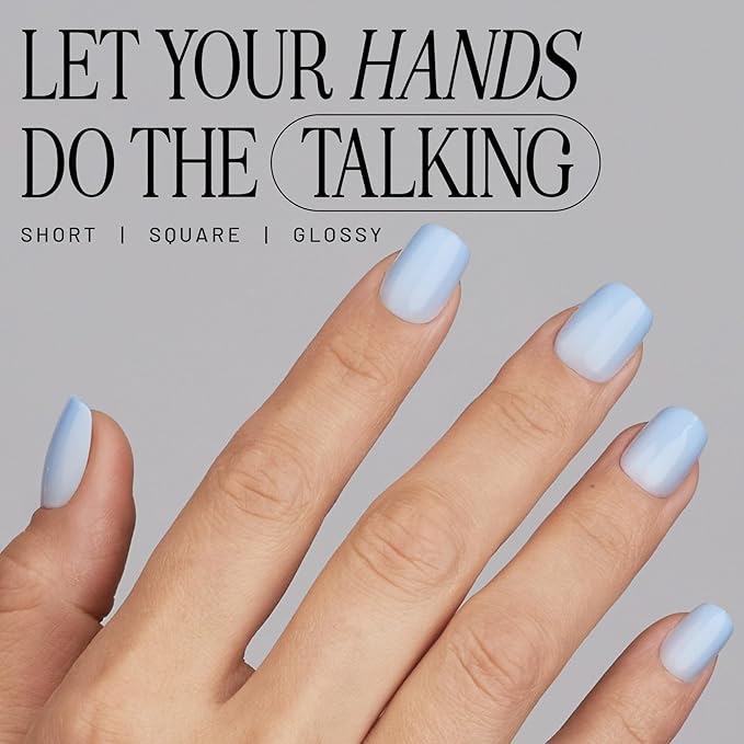 Lilac St - Press on Nails, Cloud 9 (30 Nails, 15 Sizes) - Short, Square, Glossy, Opaque - Brush-On Nail Glue, Nail File, Cuticle Stick, Prep Pad - Cruelty Free, Vegan, Women Founded