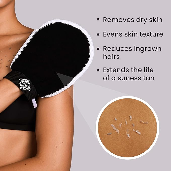 Dermasuri - Deep Exfoliating Glove - Korean Exfoliating Mitt - Reusable Body Scrubber for Shower - Buffs Dry Dead Skin - Keratosis Pilaris Treatment Scrub - Stocking Stuffer Gifts for Women & Men - XL