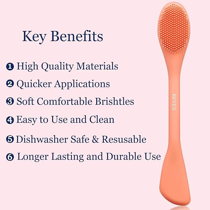 REVEX Silicone Face Mask Applicator,Face Scrubber,Lymphatic Drainage Massager,2Pcs Pore Cleaning Brush,Facial Cleansing Brushes,Contour Face Brush for Lymphatic Drainage.(Orange+ Blue)