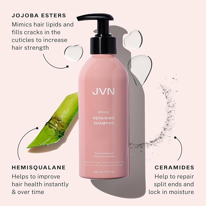 JVN Revive Repairing Shampoo and Conditioner Set, 20 Fl Oz, Strengthen & Repair Damaged, Color Treated, or Fragile Hair, Hair Care for Women and Men, Silicone and Sulfate Free Shampoo and Conditioner