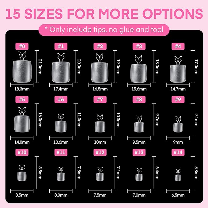 UNA GELLA Square Toe Nail Tips 216Pcs 15Sizes Full Cover Long Wider Toe Nail Tips Soft Gel Pre-etched Double Matte Fake Toe Nails Press Ons For Big Toe Nail Extensions Home DIY Nail Salon Soak Off