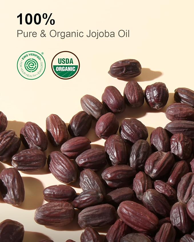 Yoken Organic Jojoba Oil Glass Bottle 8 fl oz, USDA Certified 100% Pure & Natural Jojoba Oil for Hair, Skin & Face, Cold Pressed Unrefined Hexane Free, Deeply Moisturizing Body Serum Oils for Gua Sha