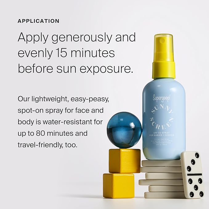 Supergoop! Sunnyscreen 100% Mineral Spray SPF 50, 3.4 fl oz - Face & Body Sunscreen for Babies & Kids - 100% Non-Nano Mineral Formula - Pediatrician Tested, Hypoallergenic, Fragrance & Silicone Free