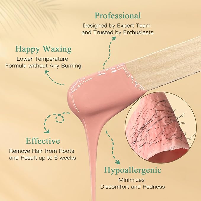 Wax Beads for Hair Removal – 6 Packs, 21oz Total – Smooth & Long-Lasting Hair Removal Hard Wax Beans for All Skin Types