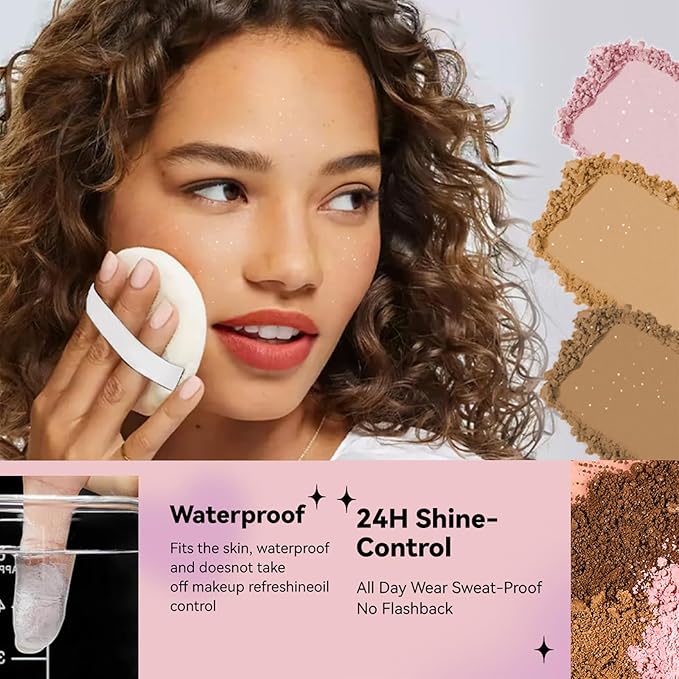 AKARY Dark Brown Translucent Setting Powder, Shimmer Finishing Powder Oil Control for Long Lasting Makeup, Lightweight Loose Powder Waterproof Makes Skin Downy, Blurring Powder for Deep Tones, 04