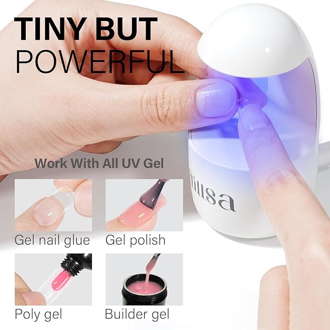 AILLSA Gel Nail Kit Short Square Nail Tips 240pcs with 2 In 1 Nail Glue Base Coat and Nail Dehydrator, Gel Manicure Full Nail Kit with Nail Lamp Top Coat for Starters Home Salon