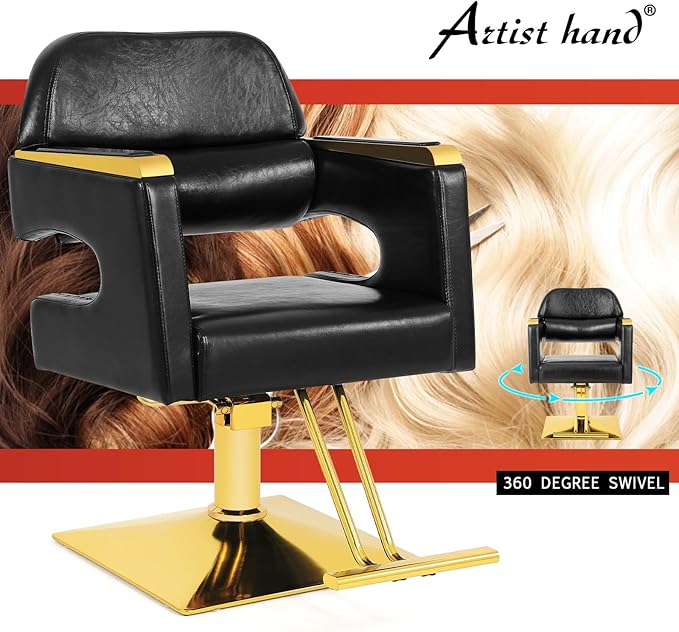 Artist hand Stylist Chairs for Salon Chair for Hair Stylist, Hydraulic Barber Chair 360 Degree Swivel Hair Chair Modern and Comfort, Spa Beauty Equipment Max Load Weight 330 Lbs Women Man Gold