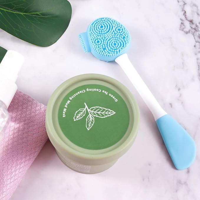 Silicone Face Exfoliator Scrubber, Face Mask Brush Applicator, Facial Cleansing Brush for Blackhead Skin Care, Makeup, Mud, Body Lotion, DIY Mask for Women -Blue, 1pcs