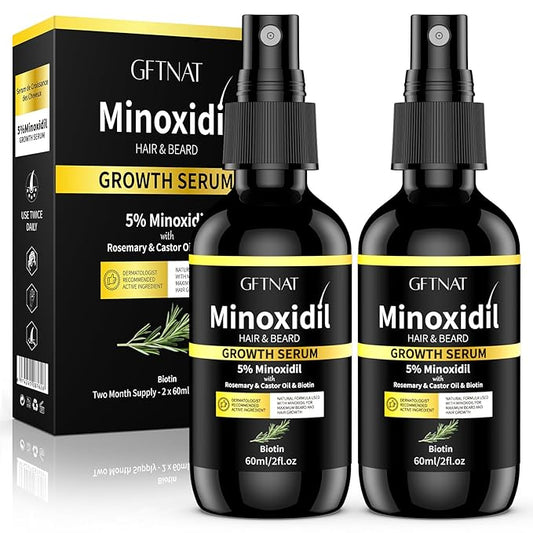 5% Minoxidil for Women with Biotin and Rosemary Hair Growth Serum (Glass Bottle), 5% Minoxidil for Men Spray for Thicker Fuller Hair