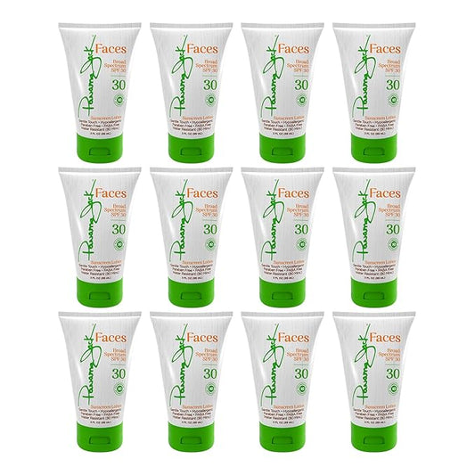 Panama Jack Faces Sunscreen Lotion - SPF 30, Broad Spectrum UVA/UVB Protection, Hypoallergenic, PABA, Paraben, & Gluten Free, 3 FL OZ (Pack of 12)