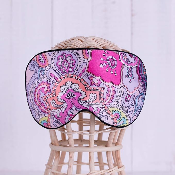 100% Pure Silk Eye Mask Sleep Eye Mask Eye Cover Eyeshade Sleeping Eye Mask Printed Colors (#12)