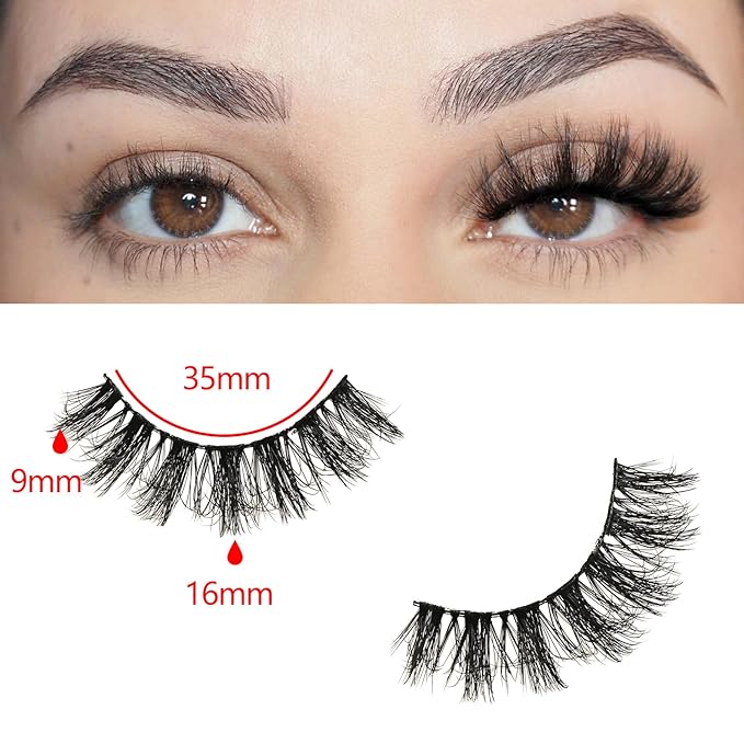 FARRED Fluffy Lashes False Eyelashes Short Wispy Eye Lash Strips 10 Pairs Separated Volume Eyelash Pack 16mm Dramatic Wispies Fake Strip Lashes Clusters Pestañas Spiky Look (C11 | 9-16MM)