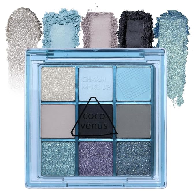 Eyeshadow Palette Makeup- 9 Colors Navy Blue Colorful Eyeshadow Palette Matte Shimmer Natural Eye Shadow palettes Highly Pigmented Naturing-Looking Long Lasting (Blue#)