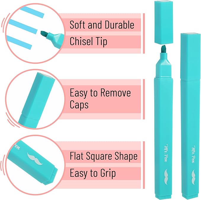 Mr. Pen- Aesthetic Highlighters, 10 pcs, Chisel Tip, Pastel Colors, Cute Highlighters Assorted Colors