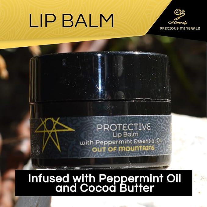 Protective Lip Balm with Peppermint Essential Oil, Natural Lip Balm with Vitamin E & C, Soothing Sore Lips, Anti-Oxidants for Healthy Lips