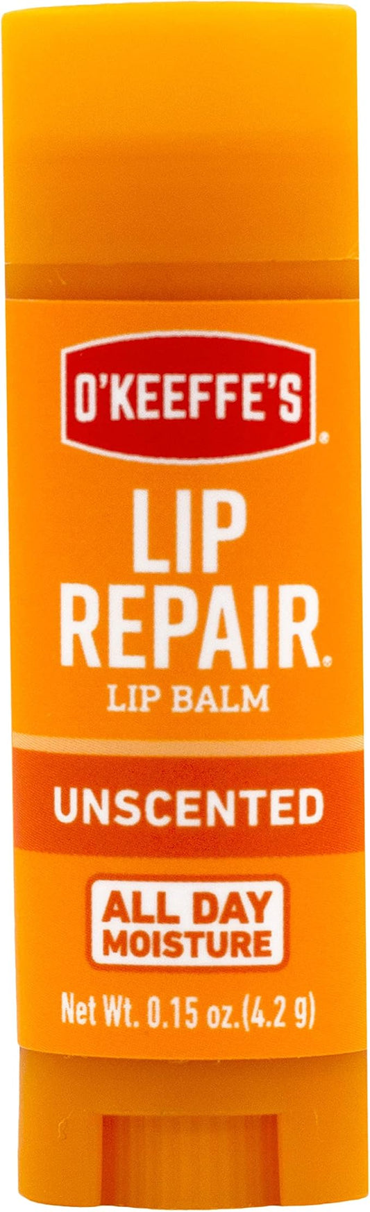 O'Keeffe's Unscented Lip Repair Lip Balm for Dry, Cracked Lips, Stick, (Pack of 1)