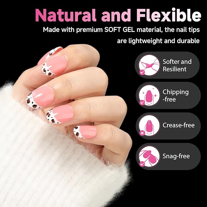 UNA GELLA Oval Gel Nail Tips, 312 Pcs Short Oval Round Nails Pre-Etched Half Matte Clear Acrylic Full Cover Press on Fake Nails No Filing Needed for DIY & Nail Extensions 12 Sizes