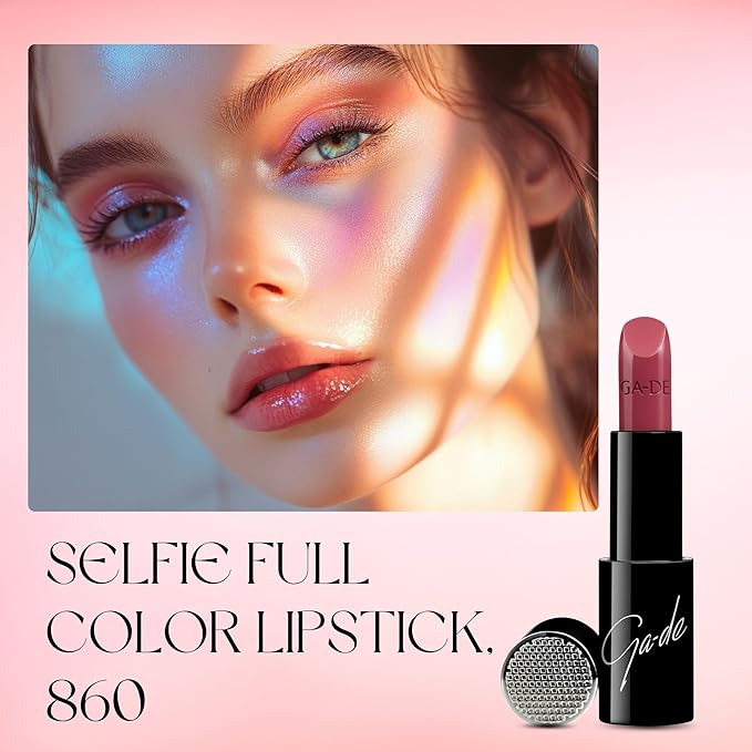 GA-DE Selfie Full Color Lipstick, 860 - Long Lasting High Pigment Lipstick with Argan Oil - Creamy Radiant Shine and Hydrating Benefits - 0.14 oz