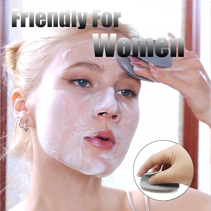 REVEX Face Scrubber,2Pcs Silicone Face Scrubber for Women Men,Face Exfoliator Scrubber, Manual Facial Cleansing Brush,Exfoliating Face Wash Brush for Sensitive Skin.(White+Gray)