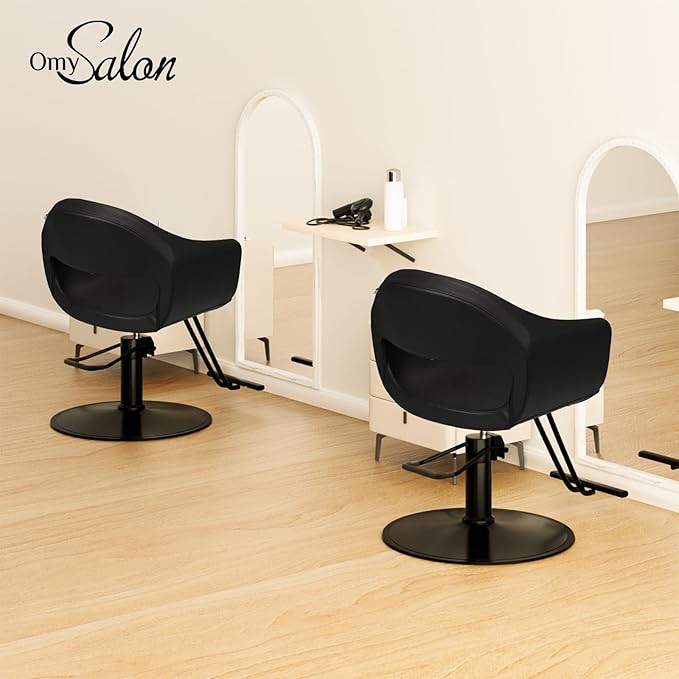 OmySalon Barber Chairs for Barbershop Styling Chair, Salon Chair for Hair Stylist, Heavy Duty Hydraulic Pump, 360°Swivel with Footrest, Hairdressing Home Beauty Spa Equipment