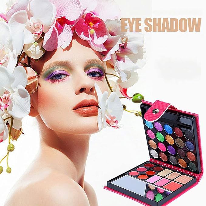 Professional All In One Makeup Kit Colorful 20 Eyeshadow, 6 Lip Glosses 3 Blushers 2 Powder 1 Concealer 1 Mirror 1 Brush, Long Lasting Beauty Full Makeup Set, Present Gifts for Girls Women