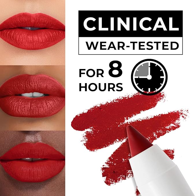 Lamel Matte Gel Lip Pencil – Waterproof, Long Lasting, High Pigment & Sharpenable – Creamy Texture for Smooth Finish – Dark Red, Vegan - Vegan, Ruby red - N.411