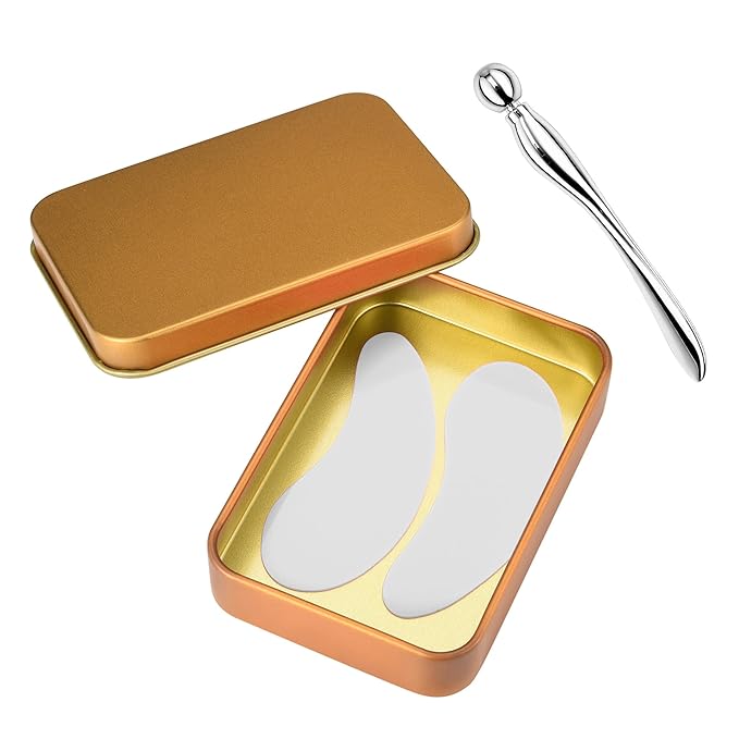 CCbeauty Reusable Under Eye Patches + Eye Cream Applicator Value Set | 100% Silicone Eye Gel Pads | Boost Hydration | Minimize Fine Lines + Wrinkles + Dark Circles | Storage Tin Included | White