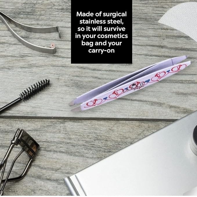 F.A.R.A.H Z-Tweeze Professional Stainless Steel Dual Ended Precision Tweezers - Heart Collection (Dancing Hearts White)
