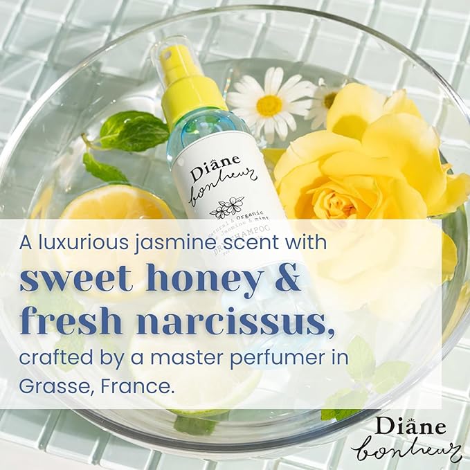 Natural Wet Dry Shampoo for Women Dry Hair & Sensitive Scalp, Organic Hair & Body Mist with Rosemary & Rose Water, Hair Refresher Spray from Japan, BLUE JASMINE & MINT, 4.06 Fl Oz, 2EA