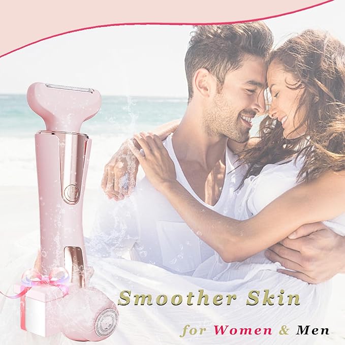 Bikini Trimmer for Women 3 in 1 Body Shaver | No Nick Replaceable Dual Heads | Rechargeable Electric Razors for Pubic Hair with LCD Display | Women's Bikini Area, Face, Legs & Underarms Trimmer