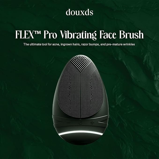 douxds Flex™ Pro Vibrating Face Brush, Electric Face Scrubber, Face Scrubber for Men, Flex™ Face Brush, Men's Skin Care, Powerful Sonic Technology, Removes Dark Marks and Bumps, Acne Treatment