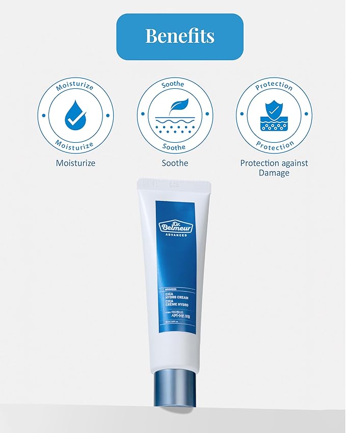 DR. BELMEUR Advanced Cica Hydro Cream Special Set (2fl oz*2, Pack of 2) - Soothing, Barrier-Strengthening Face Moisturizer for Sensitive Skin. Korean Skin Care. Centella Asiatica