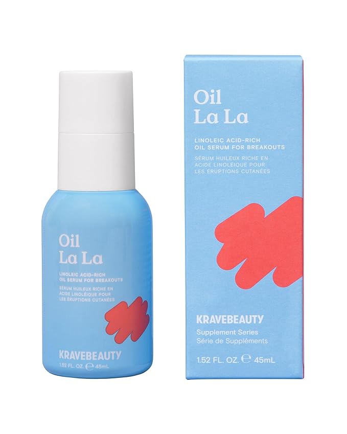 KraveBeauty Oil La La Serum – K-Beauty Linoleic Acid-Rich Oil, Non-Comedogenic, Helps Breakouts, Clogged Pores & Dark Spots, Vegan & Cruelty-Free, 1.52 fl oz