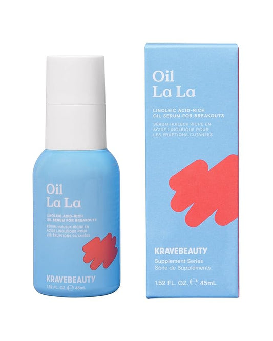 KraveBeauty Oil La La Serum – K-Beauty Linoleic Acid-Rich Oil, Non-Comedogenic, Helps Breakouts, Clogged Pores & Dark Spots, Vegan & Cruelty-Free, 1.52 fl oz