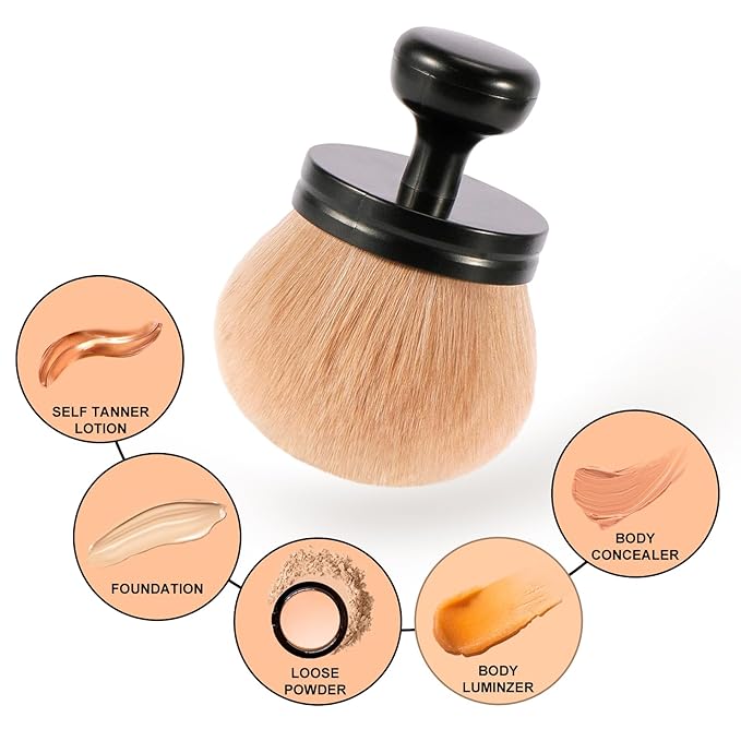UNIMEIX 3 Inch Sunscreen Applicator Self Tanner Brush Body Makeup Brush Kabuki Blend Applicator Spray Tan Blending Beauty Brush for Body Coverage Perfector