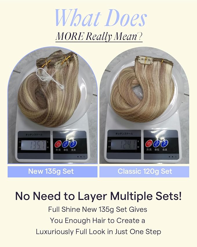 Full Shine Ash Blonde Clip in Hair Extensions Highlighted Blonde Hair Extensions Clip in for Women Thick Remy Hair 16 Inch 7 Pcs 135 G