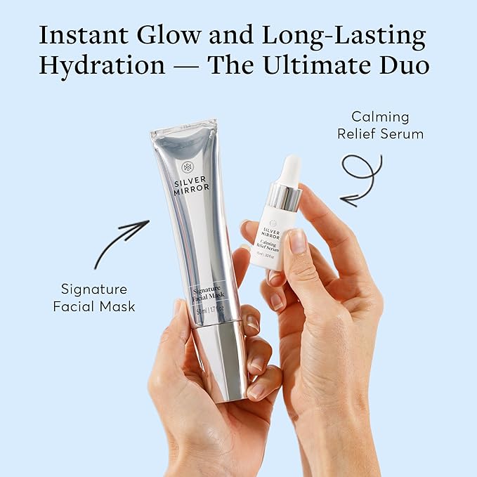 Signature Facial Mask (1.7 fl oz) & Serum (0.33 fl oz), Skin Care Set, 2-Step Face Tightening and Lifting Skincare, Anti Wrinkle, with Hyaluronic Acid, for Instant Face Lift