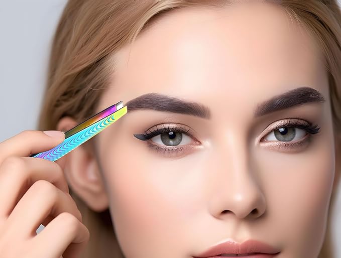 Tweezers for Women Facial Hair, Eyebrow Tweezer for men, Professional Stainless Steel Pointed Splinter Ingrown Hair removal, Colorful