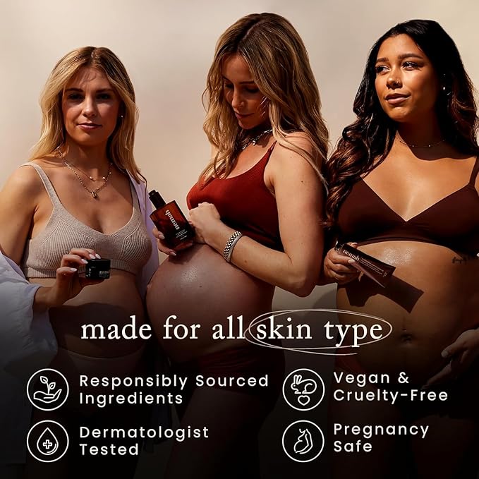 New Mama Postpartum Kit - Nourishing Belly Oil, Restorative Scar Treatment and Renewing Nipple + Lip Balm, Stretch Mark Oil, Natural Scar Cream, Nourishing and Soothing Nipple Cream Balm