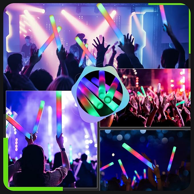 205 PCS Foam Glow Sticks, Glow Sticks Bulk Party Pack, Glow In Tthe Dark Party Supplies, Glow Foam Sticks Bulk with 3 Modes Colorful Flashing, Foam Light up Sticks for Wedding, Raves, Birthday