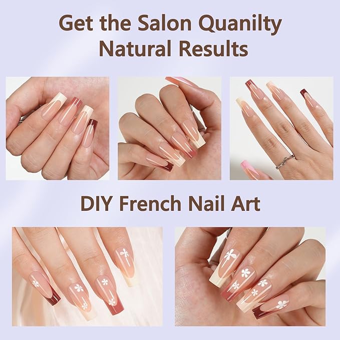 Misssix French Gel Nail Tips, 150Pcs French Tip Press on Nails Long Square, No Need to File Tips Pre-lasting, Fake Nails for Nail Art DIY 15 Sizes