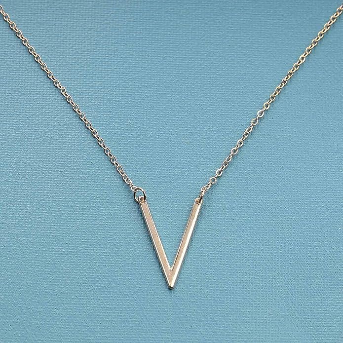 Letter V Pendant Necklace Monogram Necklace Choker Minimalist Initial V Necklace Simple Everyday Necklace Chain Jewelry for Women
