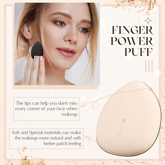 72 Pcs Finger Powder Puff Mini Makeup Sponge Soft Beauty Makeup Blender Puff for Foundation, Face Powder, Under Eye Setting, Concealer, Repair Cream, Cosmetic Tool (Black)