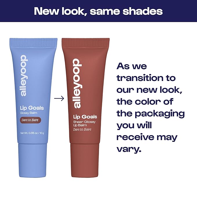 Alleyoop Glossy Lip Balm - Lip Goals, Dare to Bare (Sheer Rosy Brown) - Hydrating & Moisturizing Lip Care for Cracked Lips - Natural Plumping Lip Moisturizer That Smooths, Soothes, & Protects - Vegan