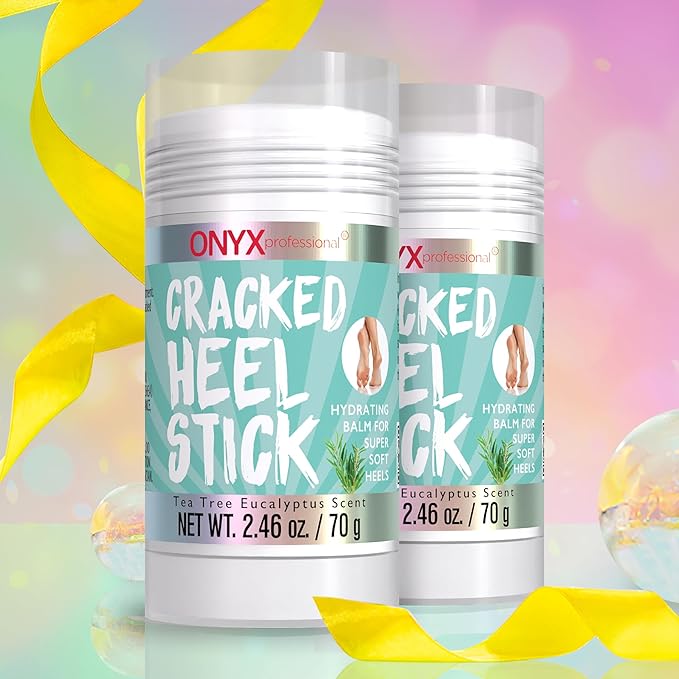 Onyx Professional Cracked Heel Repair Balm Stick for Dry Cracked Feet Treatment, Tea Tree Scent, 2 pack - Moisturizing Foot Balm, Rolls On, No Mess Like Foot Cream or Foot Lotion, Heel Treatment