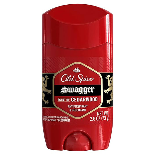 Old Spice Antiperspirant Deodorant for Men, 24/7 Sweat & Odor Protection, 24/7 Lasting Freshness, Invisible Solid, Swagger with Cedarwood Scent, 2.6 oz